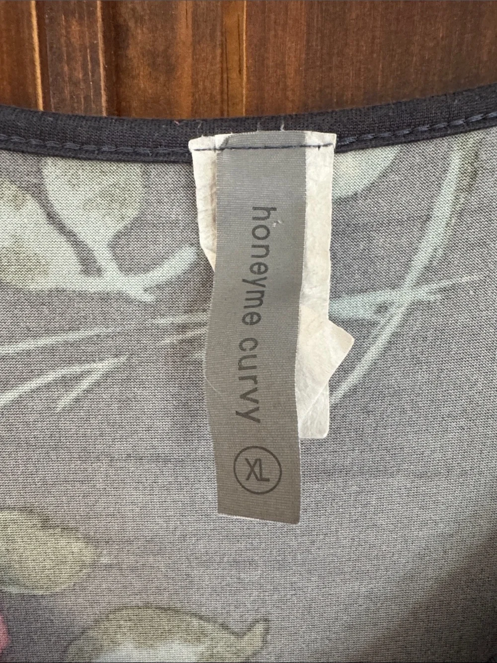Honeyme Curvy Gray Floral Top with Pastel Pink & Sage Accents - Picture 2 of 3